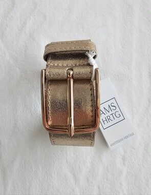 Amsterdam Heritage Rose Gold Metallic Leather Belt 1.5" Width Size Medium NWT
